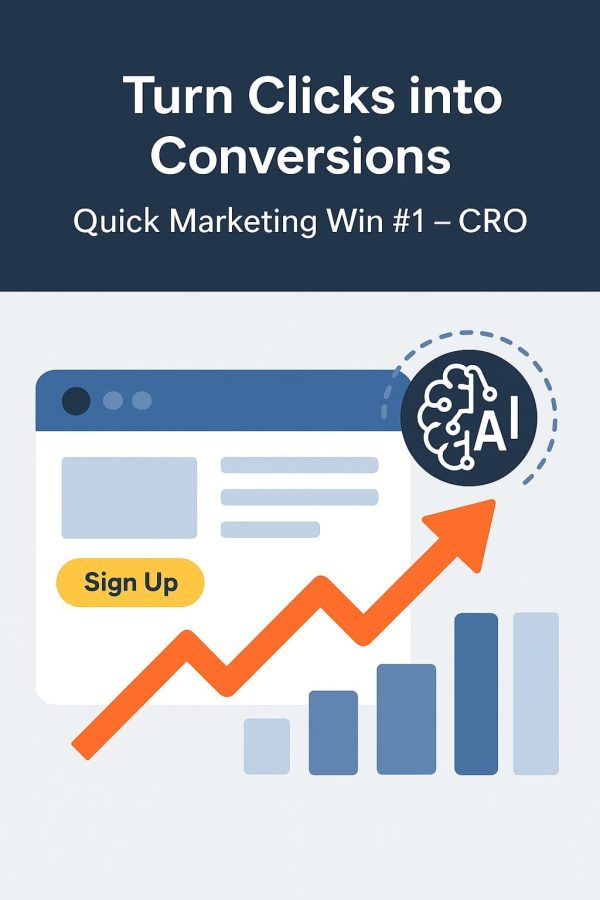 Quick Marketing Wins with CRO Marketing Graphic – Conversion Rate Optimization with AI